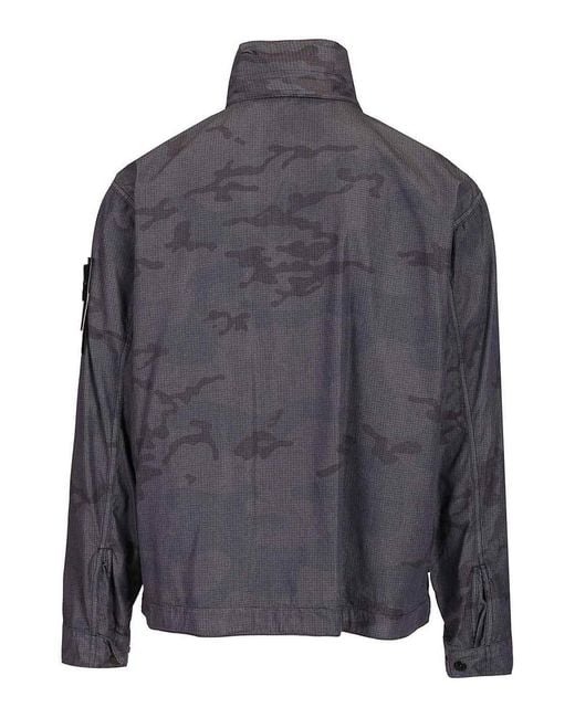 Stone Island Gray Faded Camo S00E9 Light Ripstop-Ovd Field Jacket for men