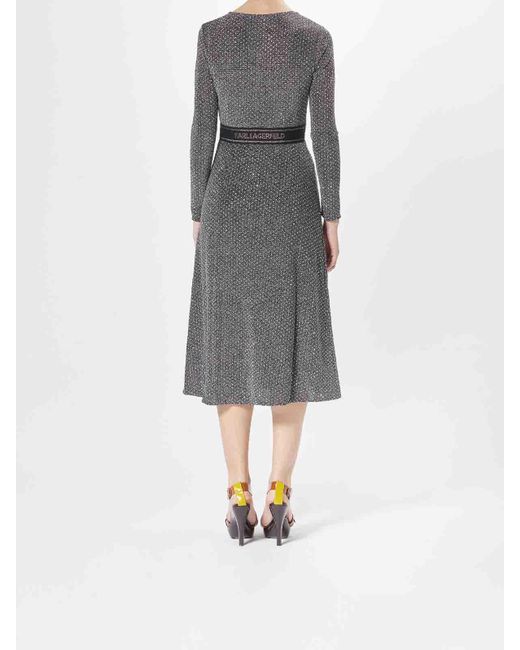Karl Lagerfeld Gray Jersey Rhinestone Dress