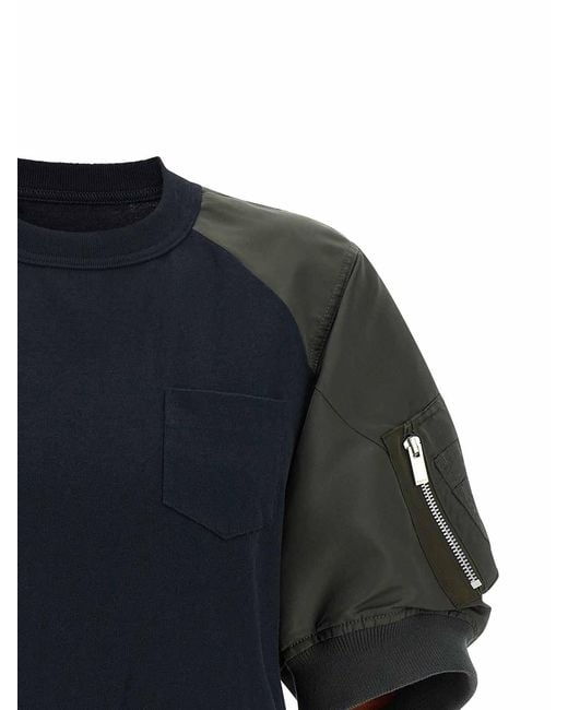 Sacai Blue Hybrid T-Shirt