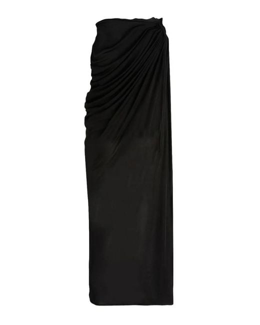 ANDREADAMO Black Draped Jersey Low Waist Long Skirt