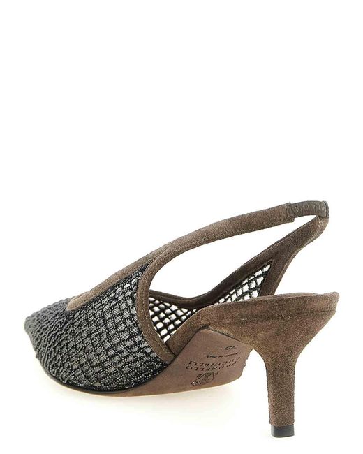 Brunello Cucinelli Gray City Slingback