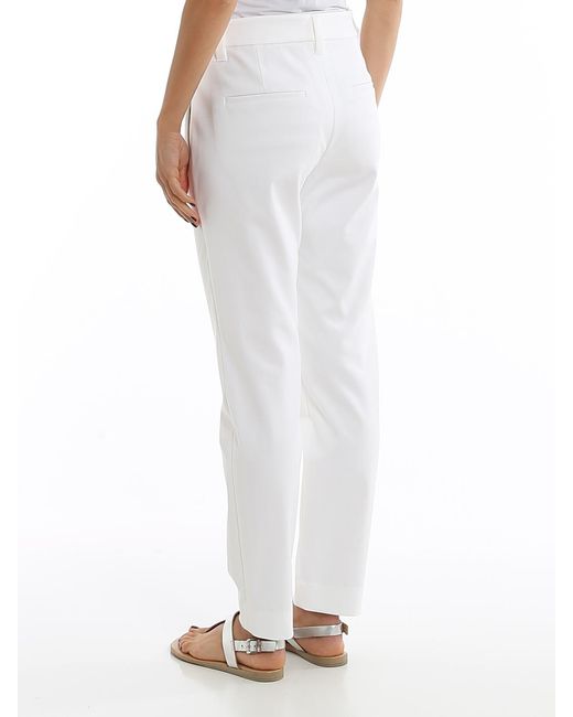 Brunello Cucinelli White Cotton Twill Chino Trousers