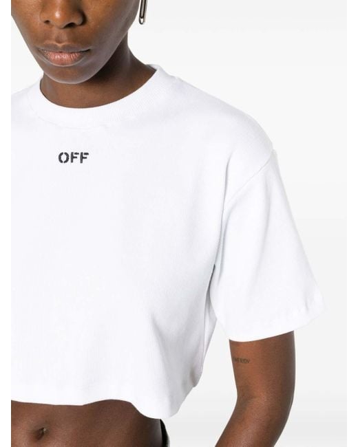 Off-White c/o Virgil Abloh White Logo Cotton Cropped T-shirt