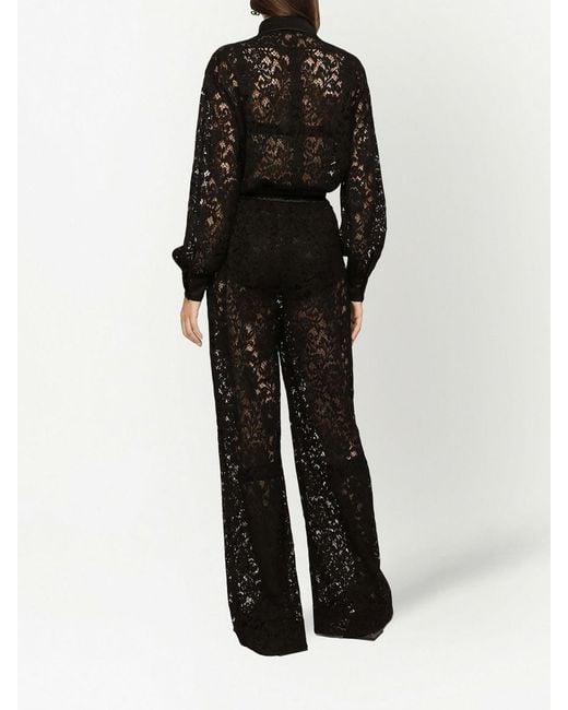 Dolce & Gabbana Black Lace Silk Blend Jumpsuit