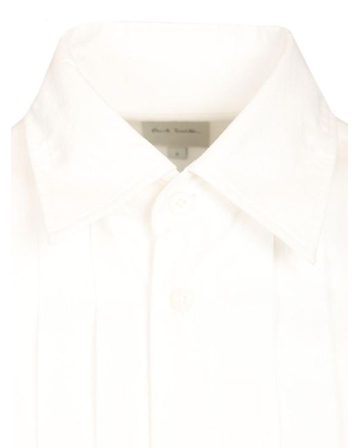 Paul Smith White Shirt With Pleats On The Front for men