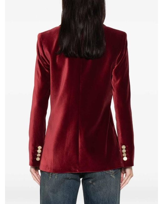 Alice + Olivia Red Velvet Single-Breasted Jacket