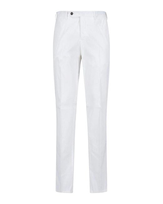 PT Torino White Straight Trousers for men