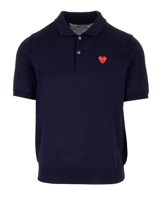 COMME DES GARÇONS PLAY Blue Wool Polo Shirt for men