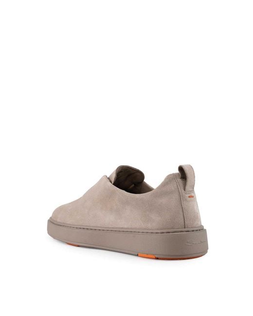 Santoni Gray Victory-Seym45 Slip-On Suede Sneakers for men