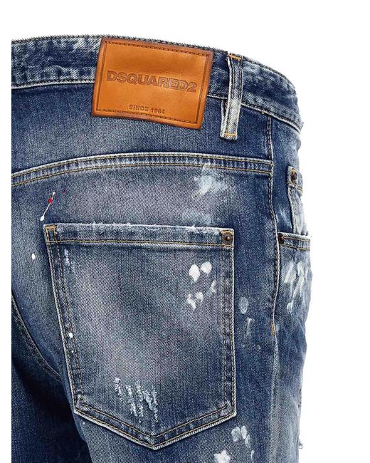 DSquared² Blue Skater Stretch Denim Jeans Paint for men
