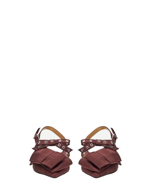 Ganni Brown Satin Ballerina