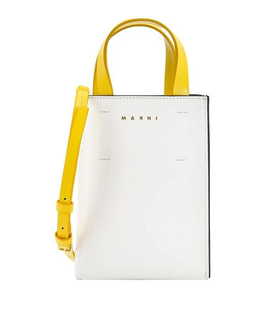 Marni White Leather Handbag With Polka-dot Insert