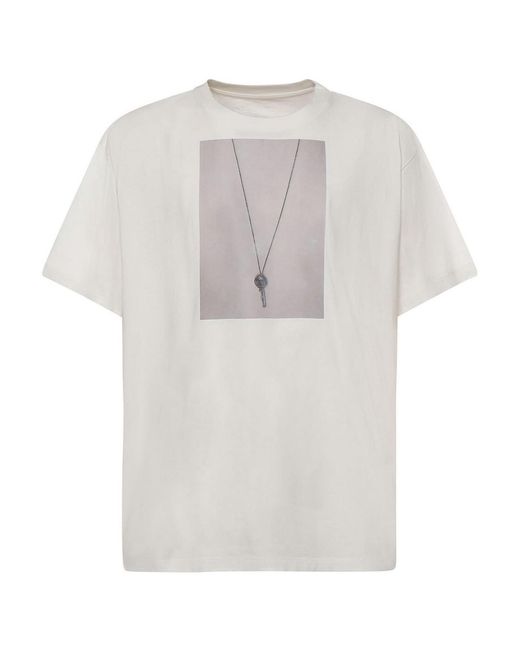 MM6 by Maison Margiela White Printed Cotton T-Shirt for men