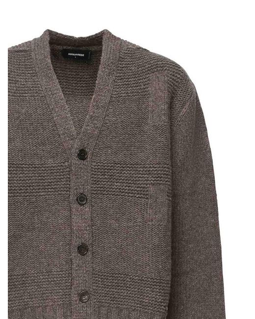 DSquared² Brown Wool Cardigan for men