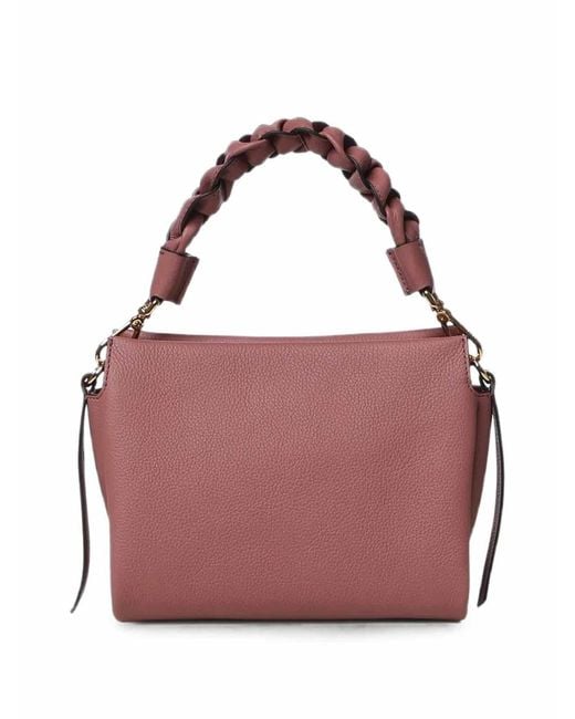 Coccinelle Purple Handbag Double Grainy Leather