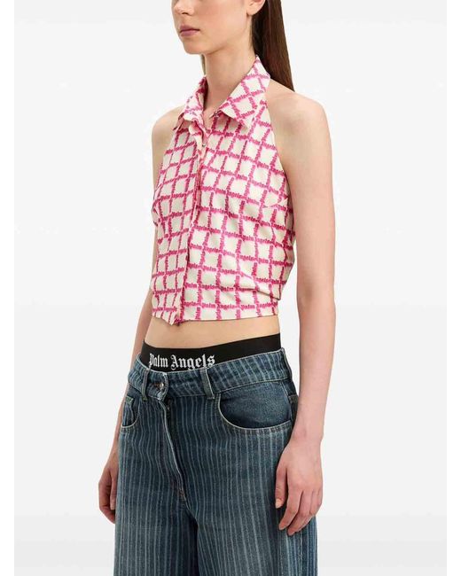 Palm Angels Red Open Back Shirt Ivory