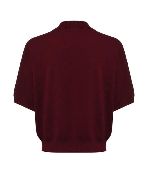 ROTATE BIRGER CHRISTENSEN Red Knitted Polo Shirt With Logo