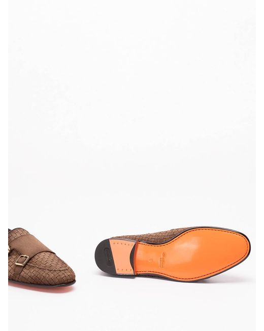 Santoni Brown 'Scacco' Loafers for men