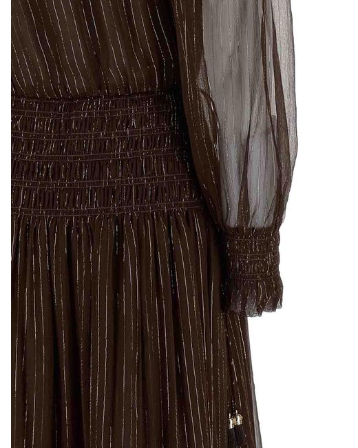 Self-Portrait Brown Georgette Off Shoulder Maxi Dress