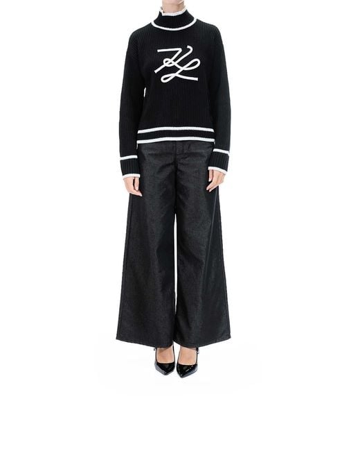 Karl Lagerfeld Black Soutache Autograph Knit