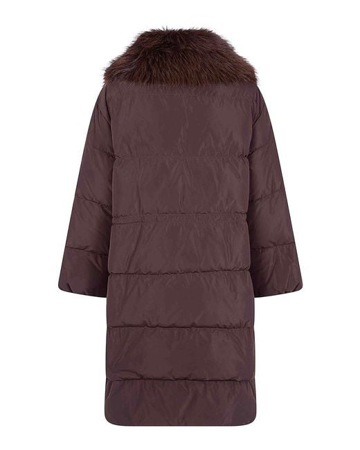 Twinset Purple Faux Fur Neck Coat
