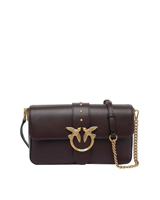 Pinko Black Love One Slouchy Crossbody Bag