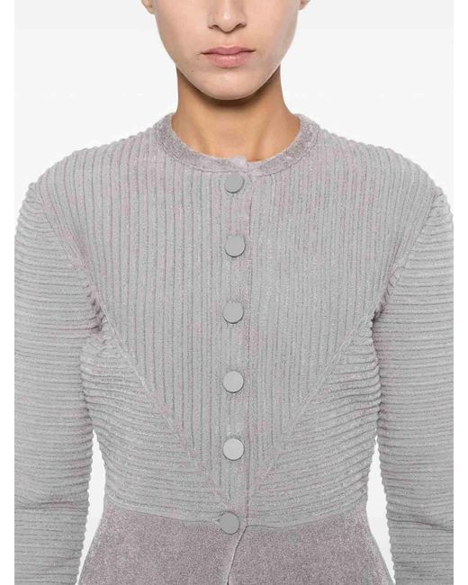 Emporio Armani Gray Buttoned Crewneck Jacket