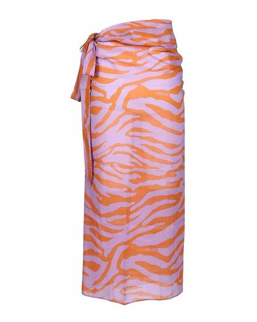 The Attico Red Animal Print Pareo