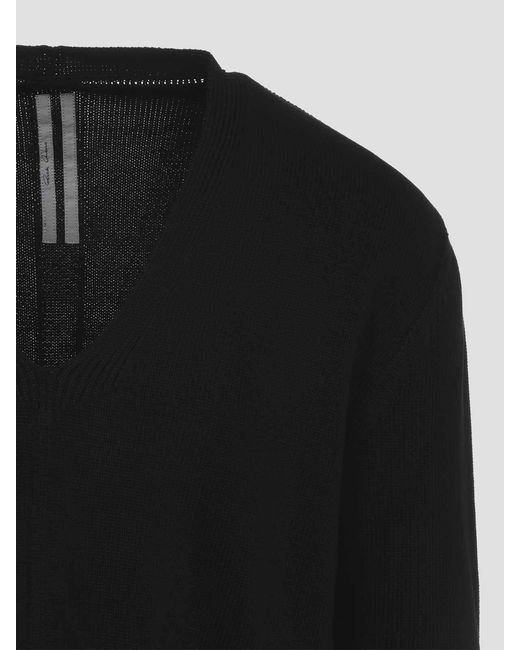 Rick Owens Black Oversized Extreme V-Neck Pullover for men