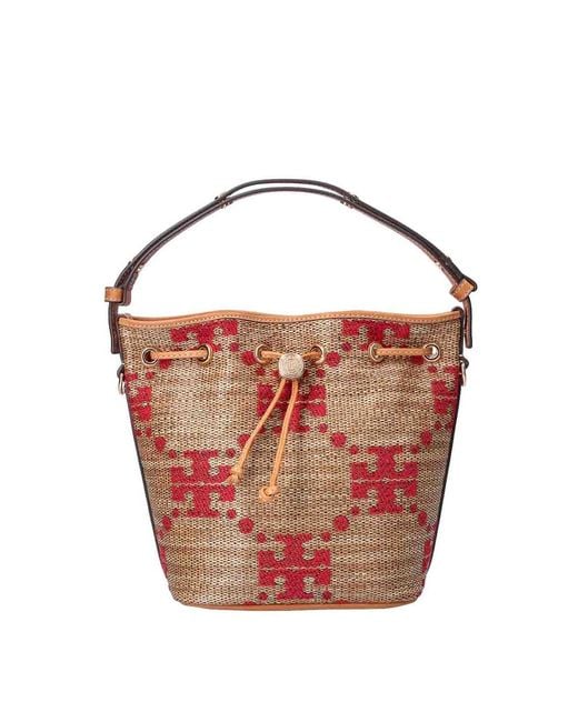 Tory Burch Pink T Monogram Bucket Bag