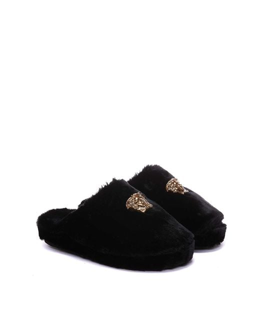 Versace Black Medusa Slippers for men