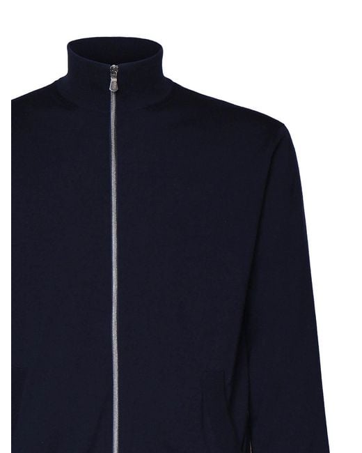 Fedeli Blue Knit With Zip Closure for men