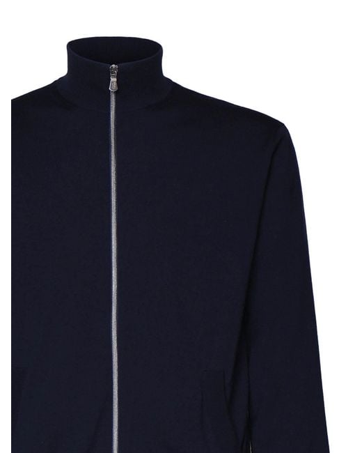 Fedeli Blue Knit With Zip Closure for men