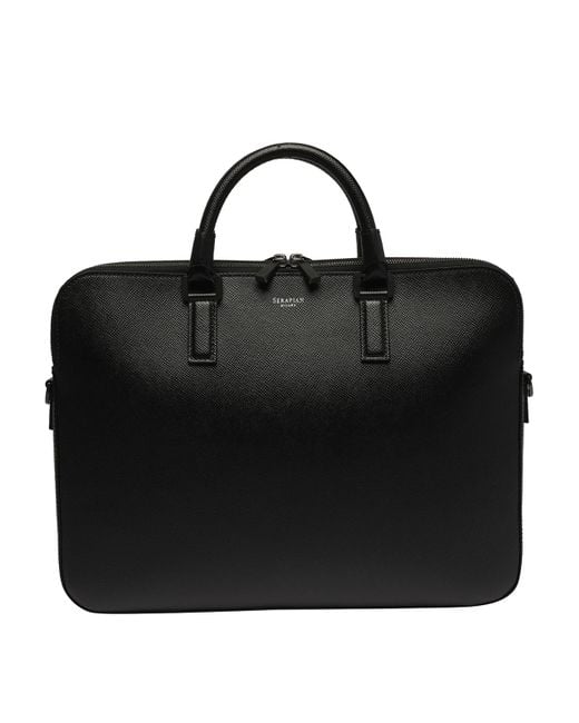 Serapian Black Slim Business Bag for men