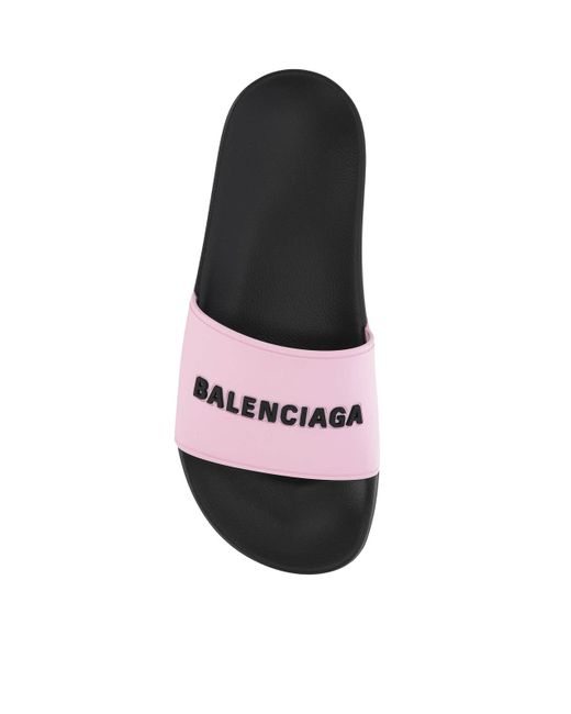 Balenciaga Pink Pool Slide Bal Logo