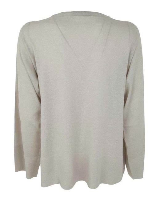 Fabiana Filippi Gray Lurex Crew Neck Sweater