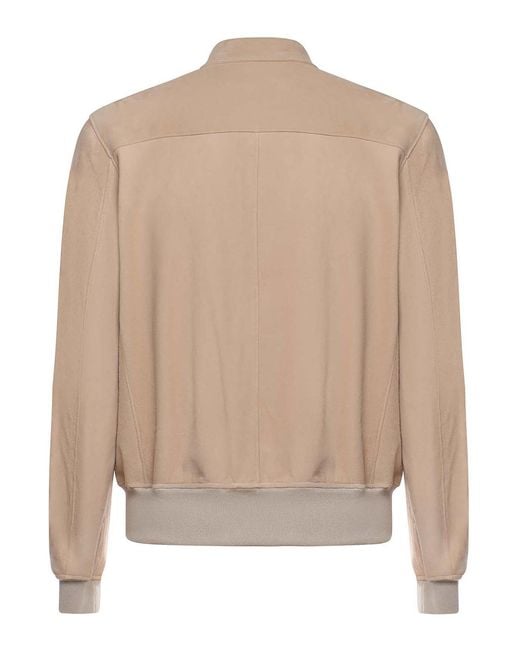 Eleventy Natural Suede Bomber Jacket for men
