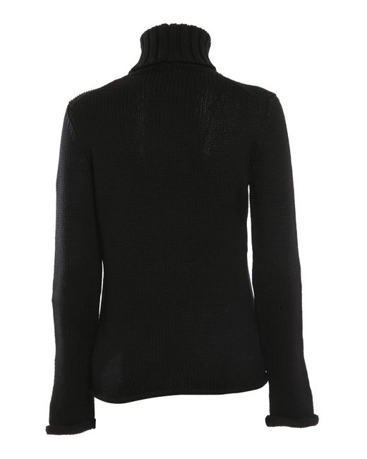 SLOWEAR ZANONE Black Merino Wool Turtleneck