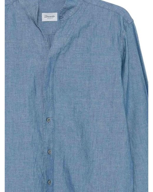 Drumohr Blue Korean-Neck Shirt for men