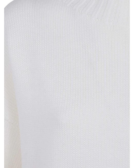 Drumohr White Oversized V Neck Sweater