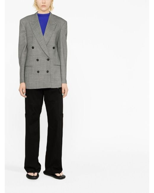 Stella McCartney Gray Oversized Double-Breasted Wool Jacket