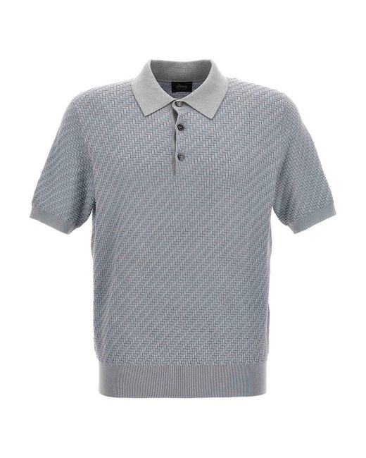 Brioni Gray Woven Knit Shirt Polo for men
