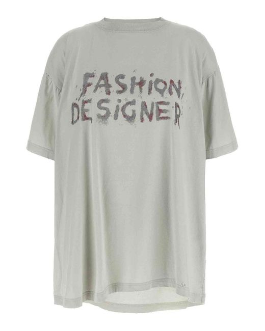 Balenciaga Women's Gray 'Fashion Designer' T-Shirt