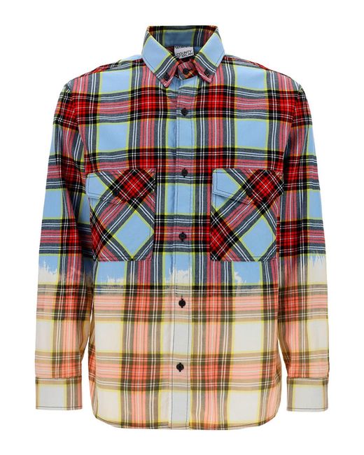 Marcelo Burlon Blue Tartan Shirt for men