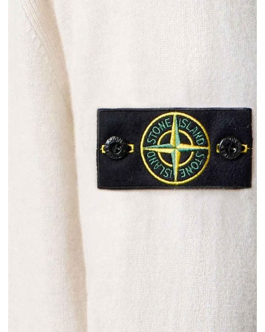 Stone Island White Certified Virgin Wool Cardigan for men