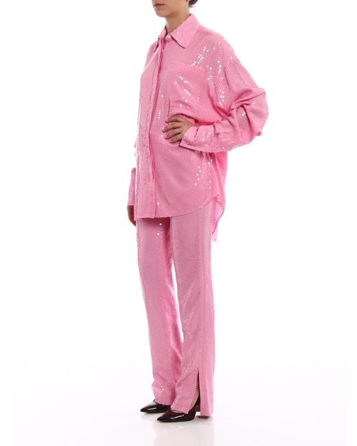 MSGM Pink Sequined Trousers