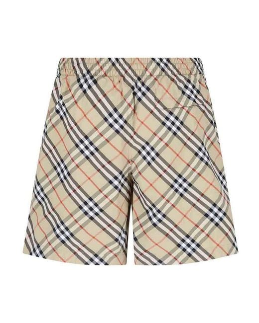 Burberry White Check Swim Shorts for men