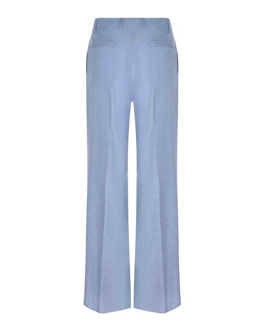 Tagliatore Blue Trousers Made Of Linen Blend