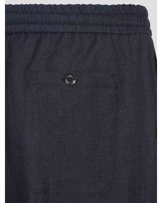 Etro Blue Wool And Linen Pants for men