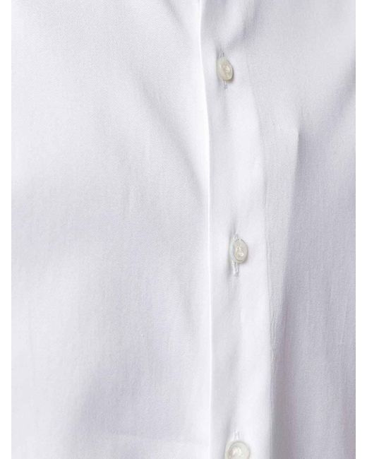 Giorgio Armani White Long-Sleeved Cotton Shirt for men